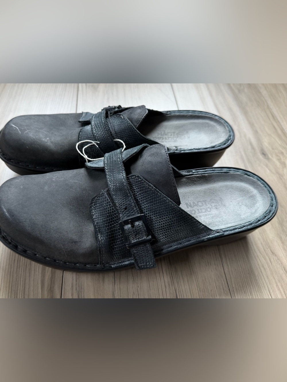 NAOT Avignon Luggage Clogs Shoes Women's Size 42 / 11-11.5 US Black Gray Slip-on